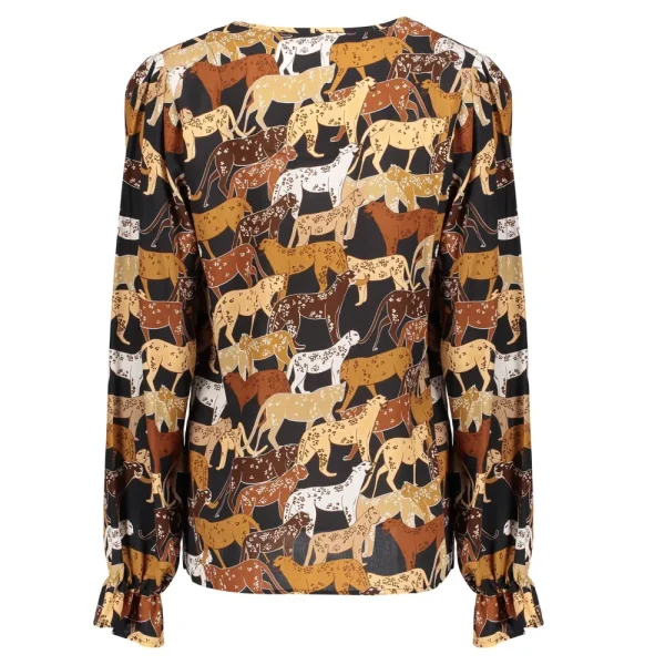Vrouwen Geisha Fashion Geisha Top Grote Animal Print 23636-20 Zwart