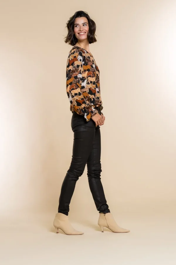Vrouwen Geisha Fashion Geisha Top Grote Animal Print 23636-20 Zwart