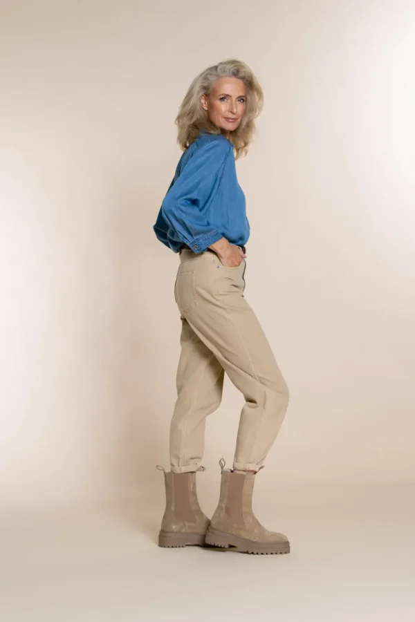 Vrouwen Geisha Fashion Geisha Wide Worker Jeans 21532-10 Sand